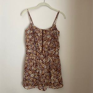 Forever21 Floral Romper, Brown, Size Small